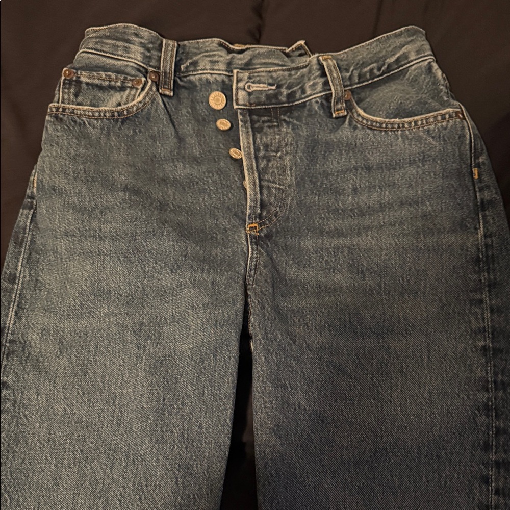 Agolde Women's Criss Cross Straight Leg Jeans - Dark Blue